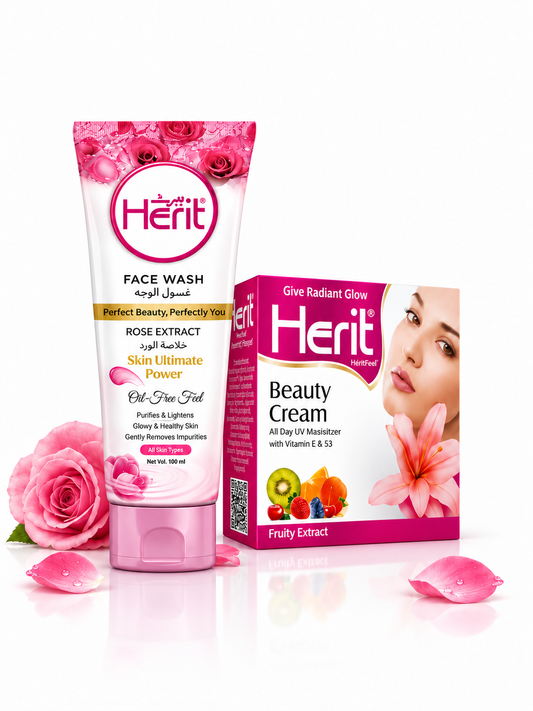Glow Plus Bundle – Herit Rose Face Wash + Beauty Cream (2-in-1 Glow Set)