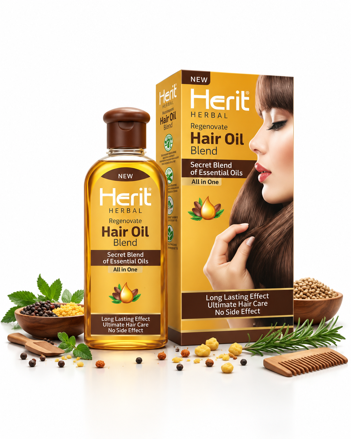 Herit Hair Oil – Herbal Anti Hair Fall Oil (55 ml &amp; 100 ml)