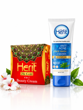 Acne Bundle – Herit 24k Gold 4-in-1 Beauty Cream + Herit Anti Acne Face Wash