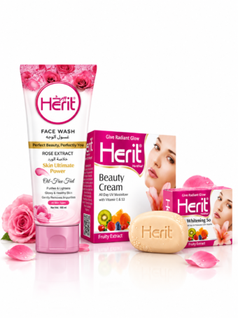 Glow Radiance Bundle – Herit Rose Face Wash + Beauty Cream + Whitening Soap (3-in-1 Glow Set)
